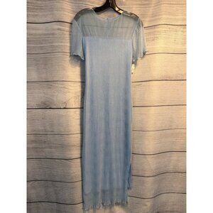 NWT French Connection Light Blue Sheer Pleated Midi Dress Size XS